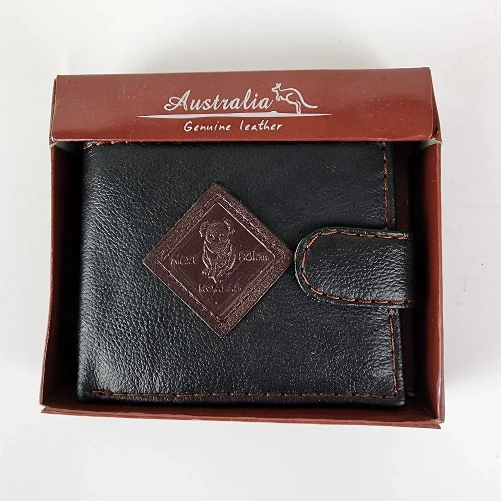 Australia Black Genuine Leather Billfold Wallet Kohala NWT